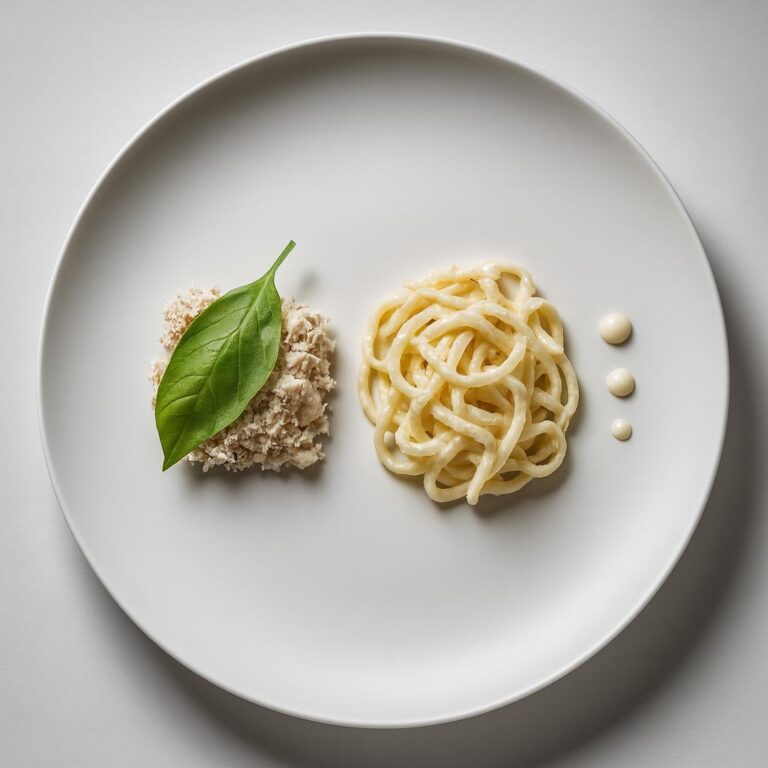 Shredded chicken with fettuccine Alfredo
