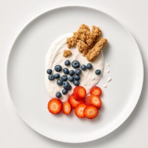 Granola Greek yogurt, fruit parfait